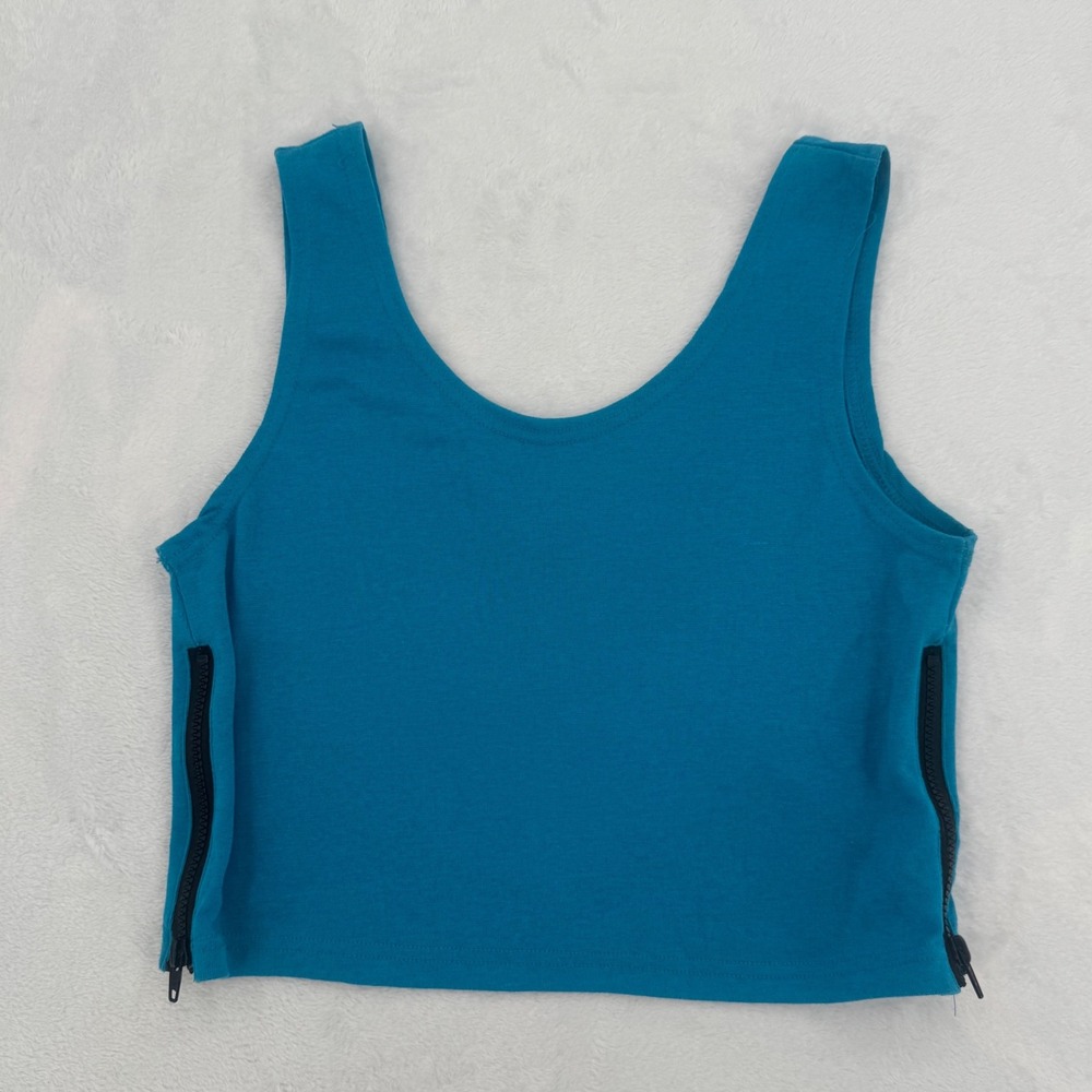 Vintage 90s Tropical Heat Women Retro Side Zip Crop Top Tank Scoop Neck Sz Large